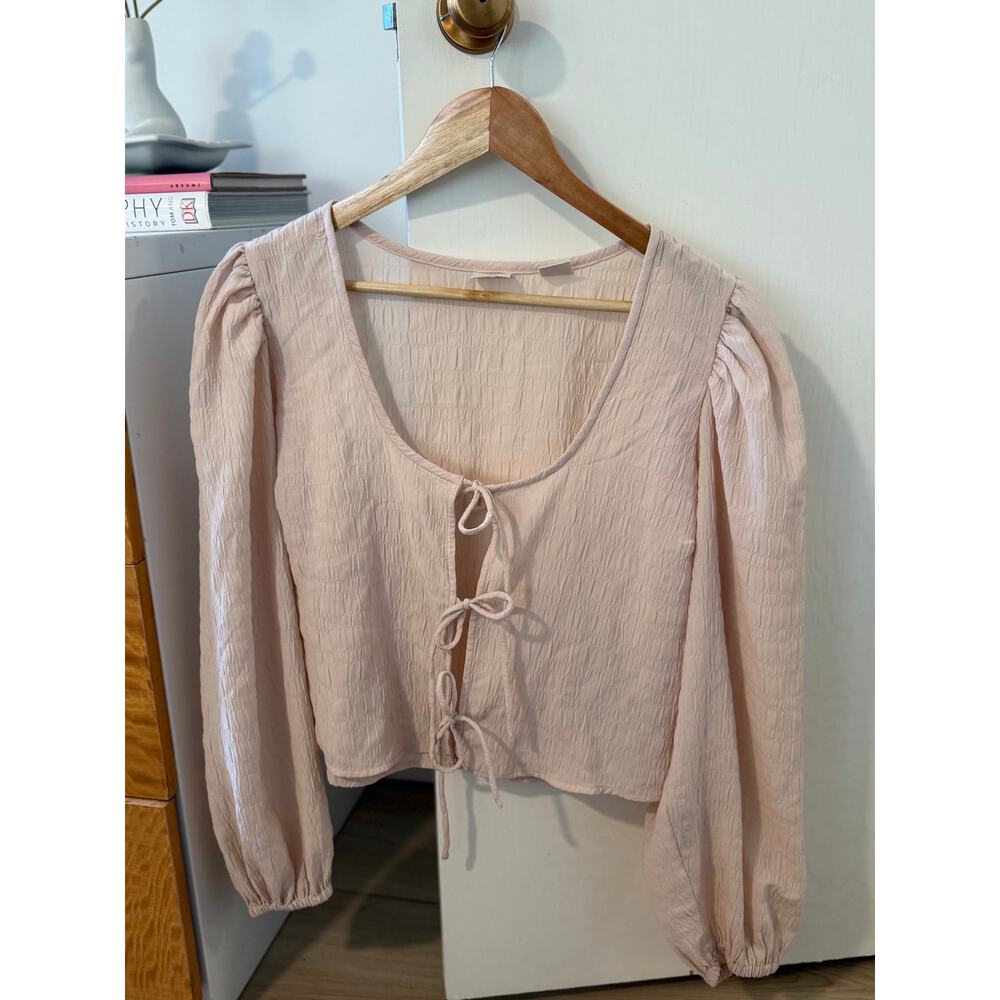 Levi's Pale Pink Tie-Front Long Sleeve Blouse